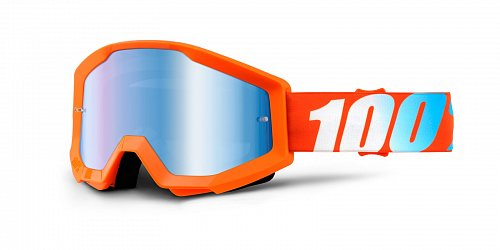 brýle Strata Orange, 100% - USA (oranžová, modré chrom plexi s čepy pro slídy)